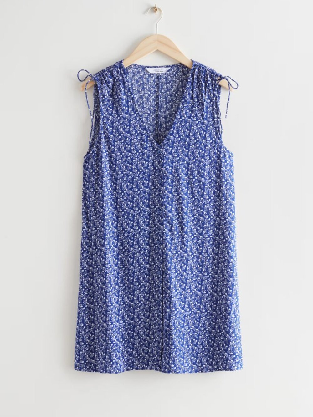 & Other Stories Blue Sleeveless Printed Mini Dress